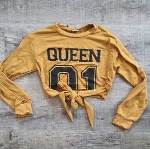 Fashion Nova Yellow Queen Crop Top Sweater